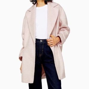 TOPSHOP Carly Long Coat Light Pink Size 8 NWT